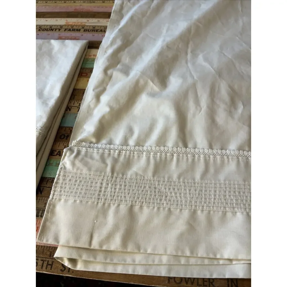 Vintage Spring Maid Wondercale Ivory Crochet Queen Sheet Flat Pillowcase 2 Pcs